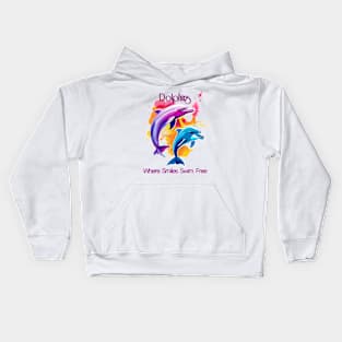 Dolphing - where smiles swim free Kids Hoodie